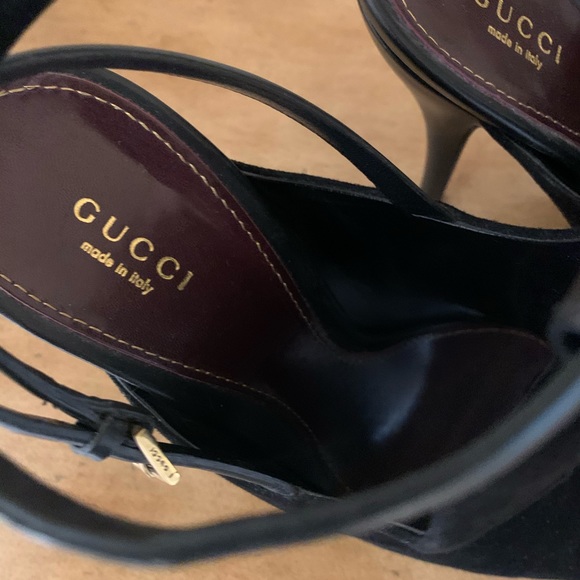 Gucci Jane Open Toe Suede High Heeled Bootie - Picture 3 of 4